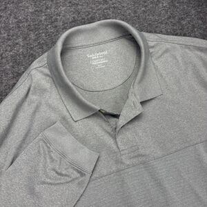 Saddlebred Big & Tall Men’s 2XLT Long Sleeve Polo Gray Performance Shirt